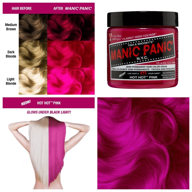 Розовая краска для волос HOT HOT PINK CLASSIC HAIR DYE - Manic Panic